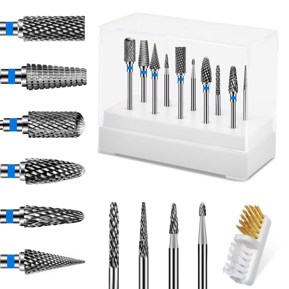Diesisa nail drill bits set in blue packaging for home salon prep and shaping.
