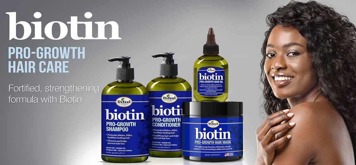 Weightless texture on hair demonstrated by Difeel Biotin Hair Oil.