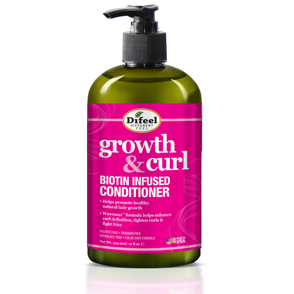 Difeel Biotin Shampoo foam shown on hand for cleansing