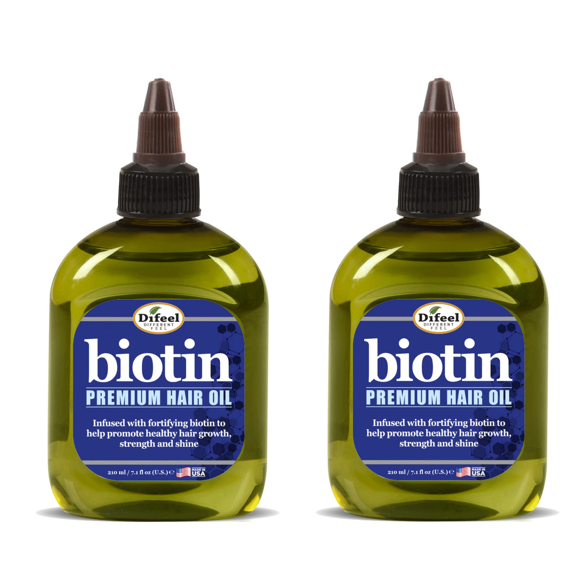 Difeel Premium Biotin Hair Oil back label with ingredients and directions.