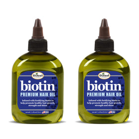 Difeel Premium Biotin Hair Oil back label with ingredients and directions.
