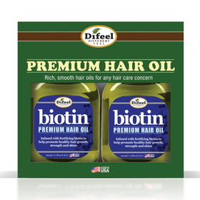 Difeel Premium Biotin Hair Oil bottle front shows weightless nourishment.