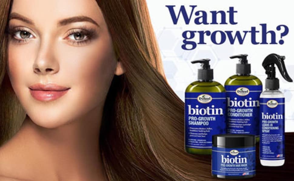 Made in USA label on Difeel Biotin Hair Oil bottle.