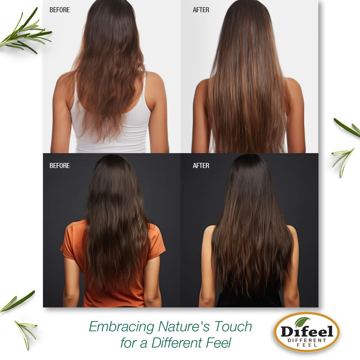 Difeel rosemary-mint conditioner full-bottle shot emphasizes the large bottle size.
