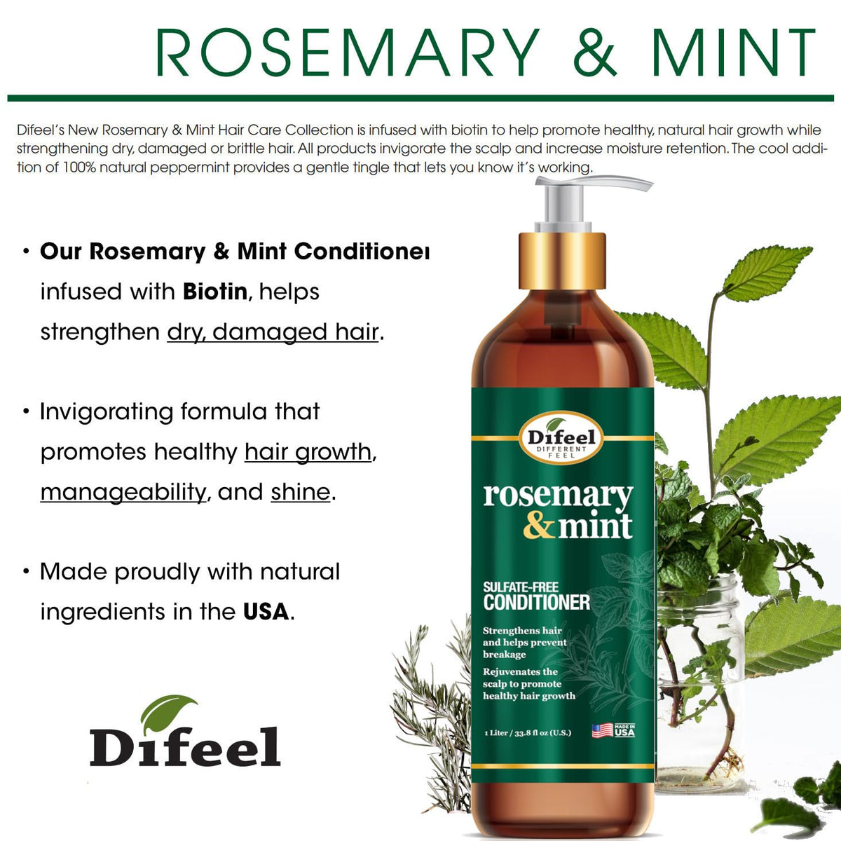 Difeel rosemary-mint conditioner pour shot suggests even, easy coverage.