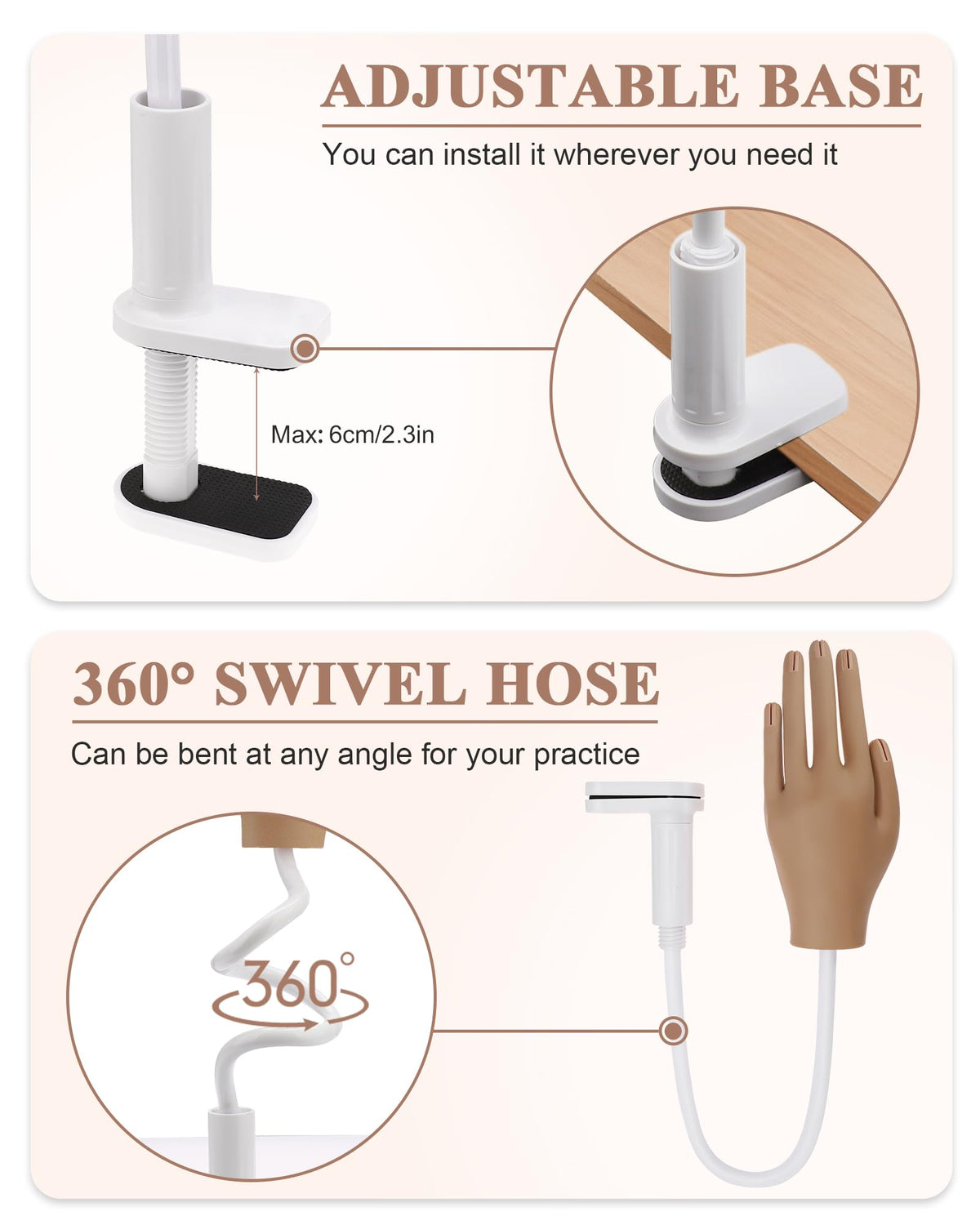 Difenni Practice Hand nail-tip-lock system keeps tips secure during exercises