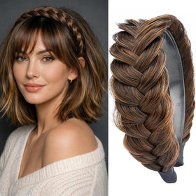 DIGUAN Auburn wide messy braided headband with teeth for secure daily styling.