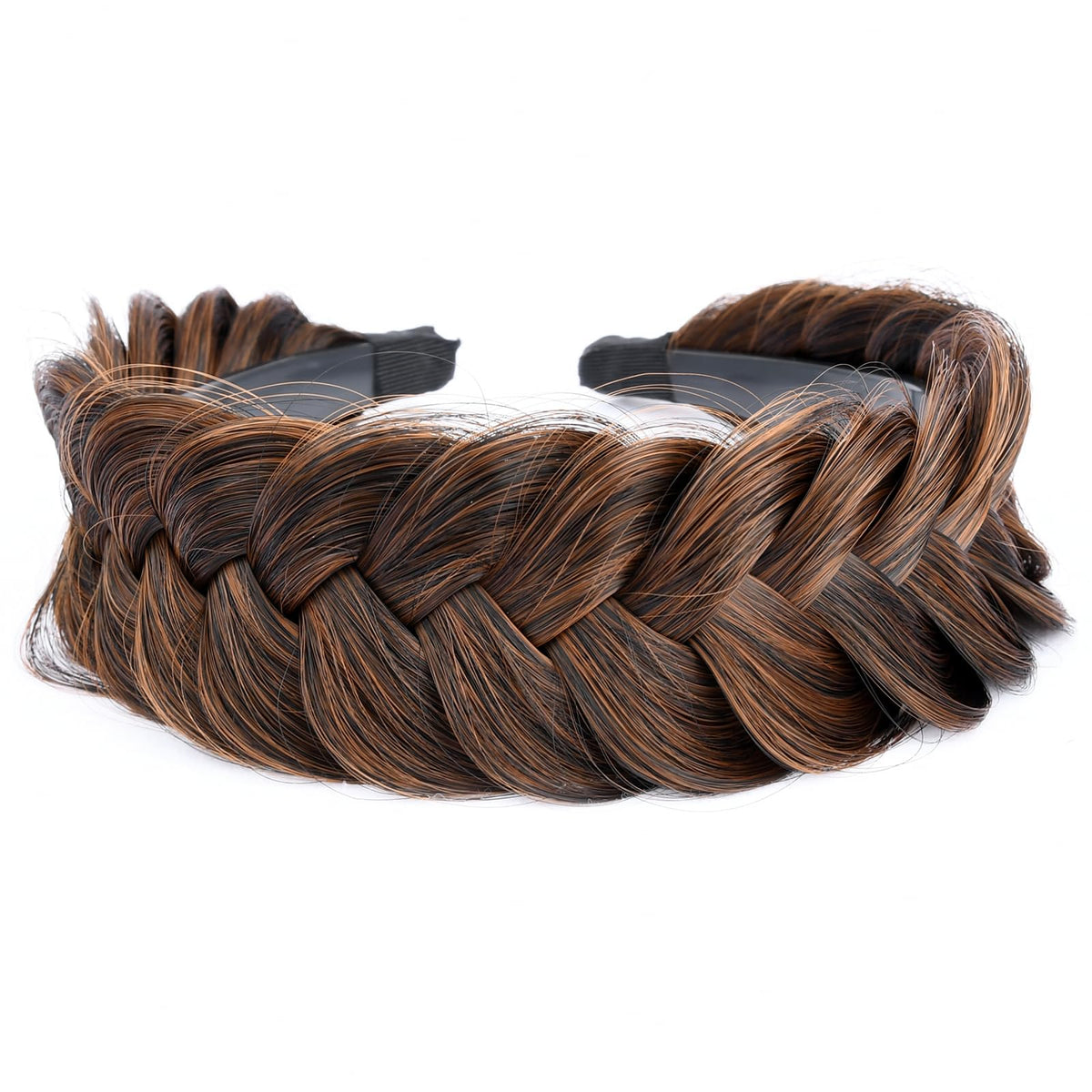 DIGUAN Chunky fishtail braided hair band adds dramatic texture to outfits.