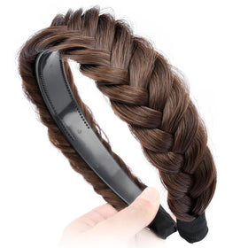 DIGUAN elastic headband crown-worn in chestnut for secure all-day wear