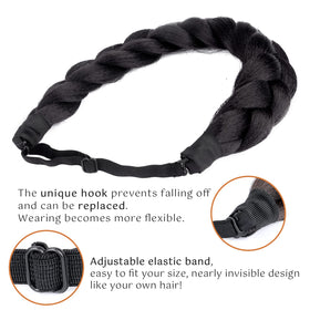 DIGUAN headband braided style in natural black for quick fashion updates.