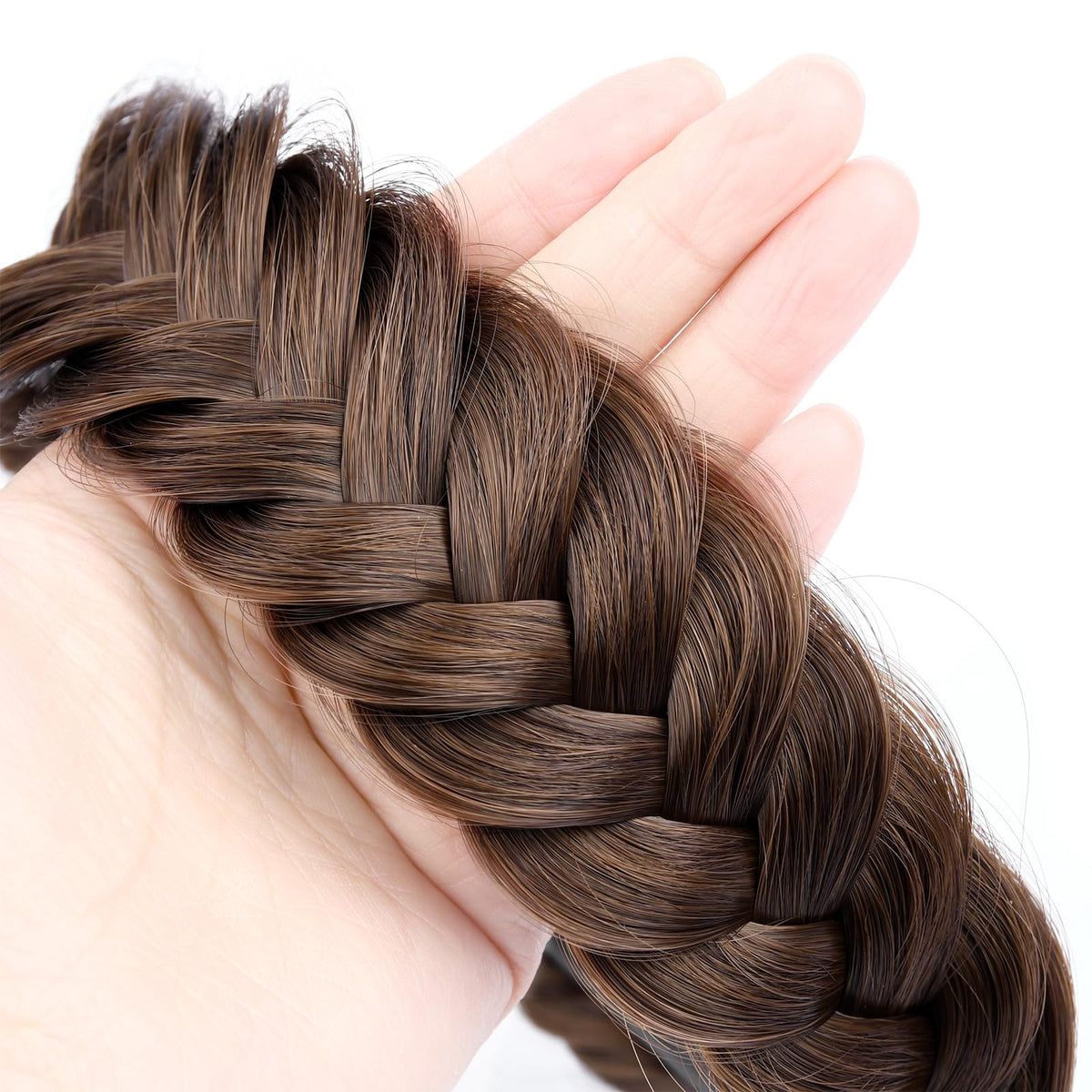DIGUAN headband on model in chestnut adds instant boho texture