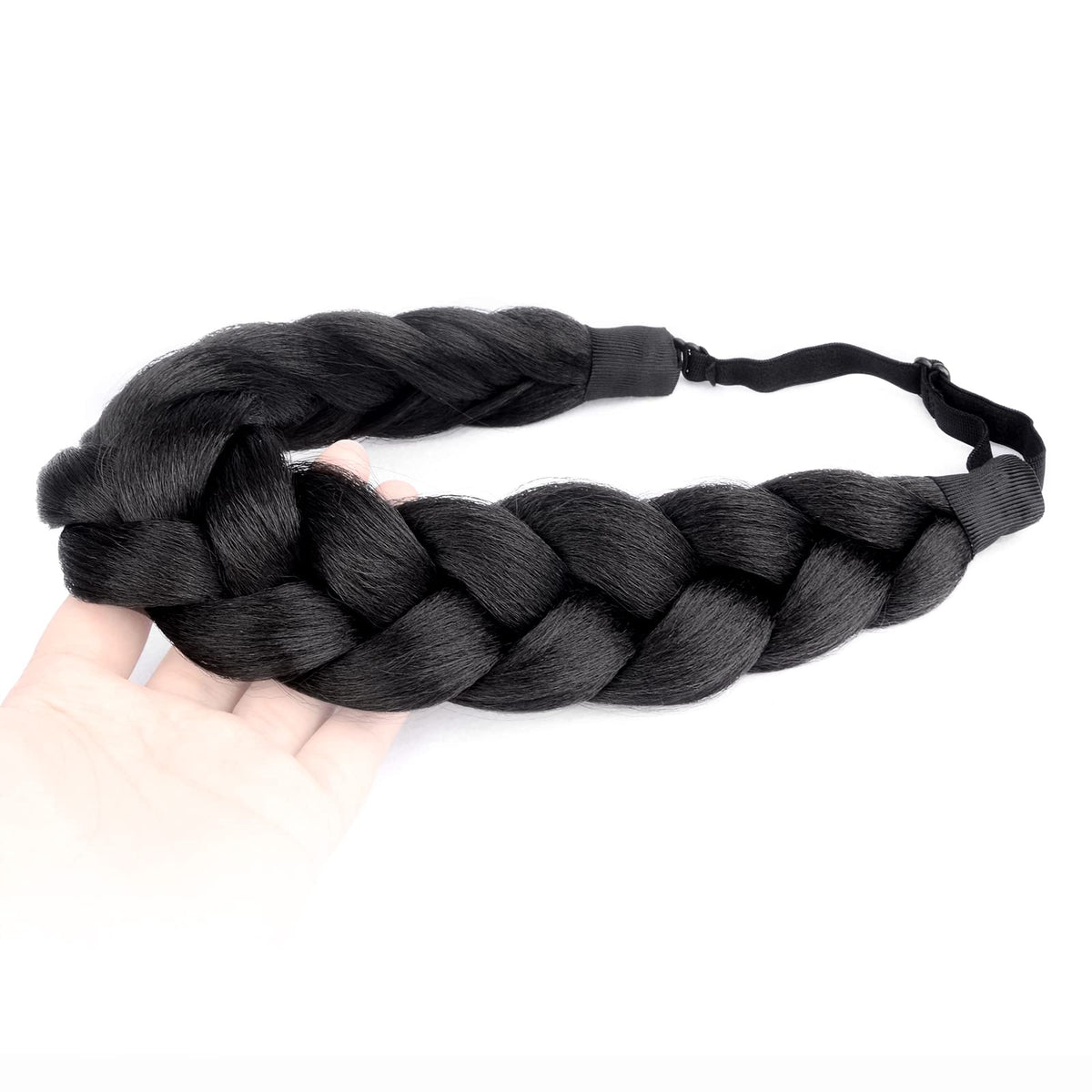 DIGUAN kinky-straight texture headband in natural black offering versatile casual or formal looks.