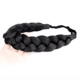 DIGUAN kinky-straight texture headband in natural black offering versatile casual or formal looks.