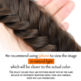 DIGUAN synthetic fishtail braid headband close-up showing heat-resistant fibres and natural color blend