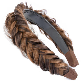 DIGUAN headband close-up braided texture in Chocolate Toast