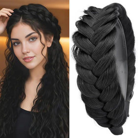 DIGUAN wide messy braided headband closeup showing secure hair grip.