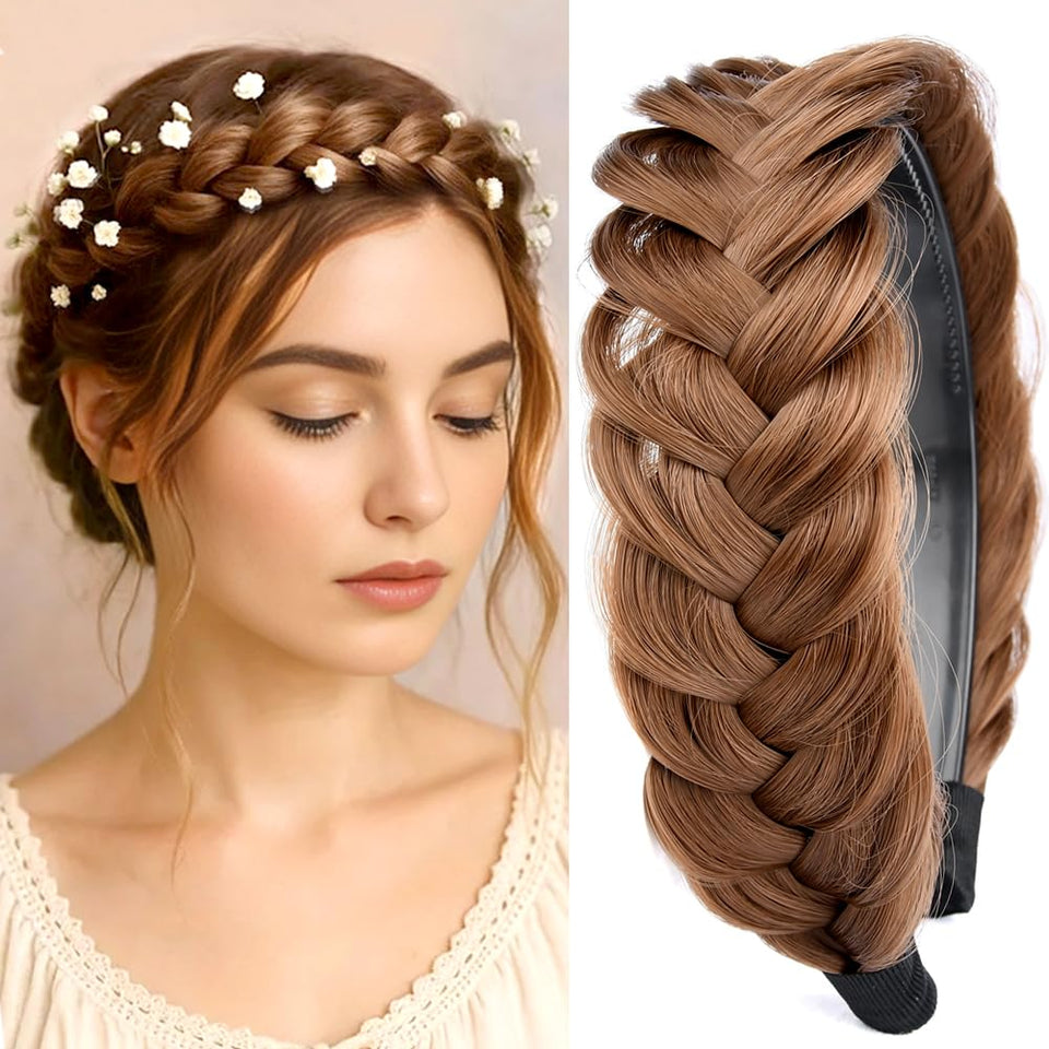 DIGUAN wide messy braided headband with teeth detail for secure all-day grip.