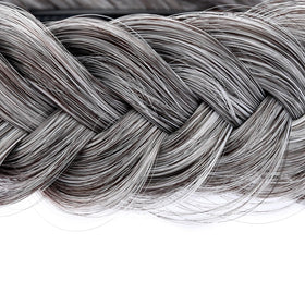 DIGUAN chunky fishtail braided headband in salt pepper shade for comfortable daily wear.