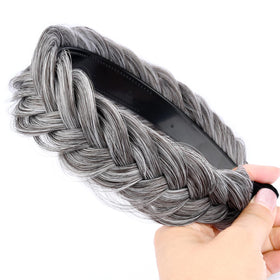DIGUAN salt pepper synthetic plaited headband adds natural-looking texture.