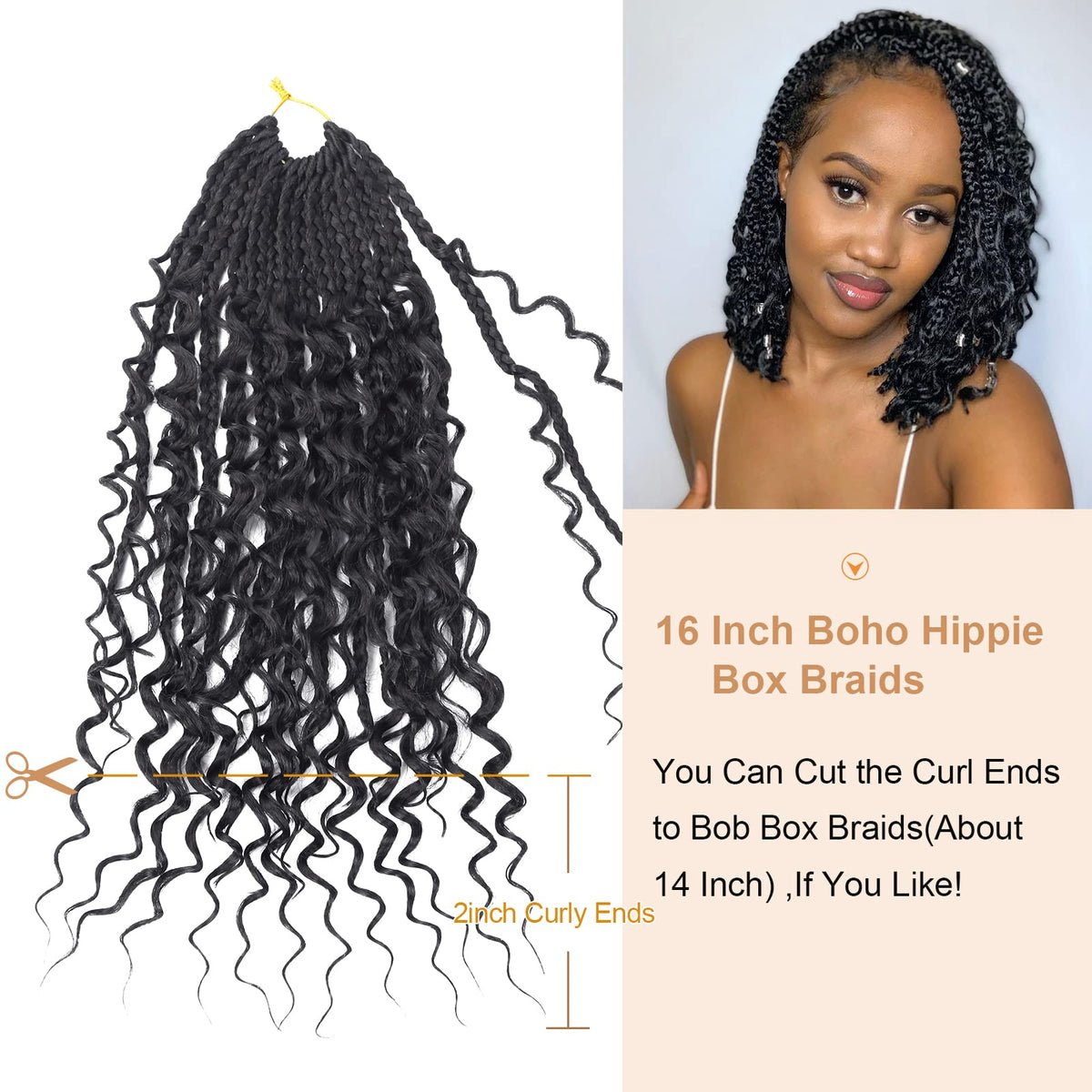 Diha Box Braids easy to install for beginners with pre-looped ends.
