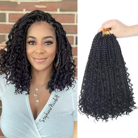 Diha Goddess Box Braids 12-inch with curly ends for voluminous natural look.