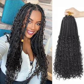 Diha Goddess Box Braids crochet hair with curly ends 16 inch, natural texture for everyday wear.