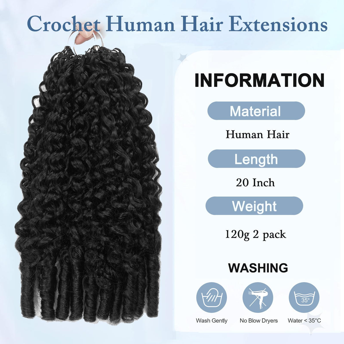 Dilekay pre-looped crochet hair 18-inch Burmese curly for fuller look