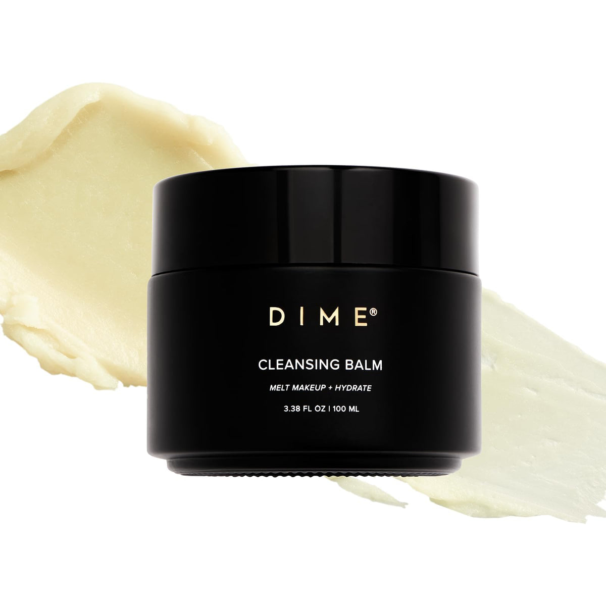 DIME Beauty Cleansing Balm jar with smooth texture ready for makeup removal