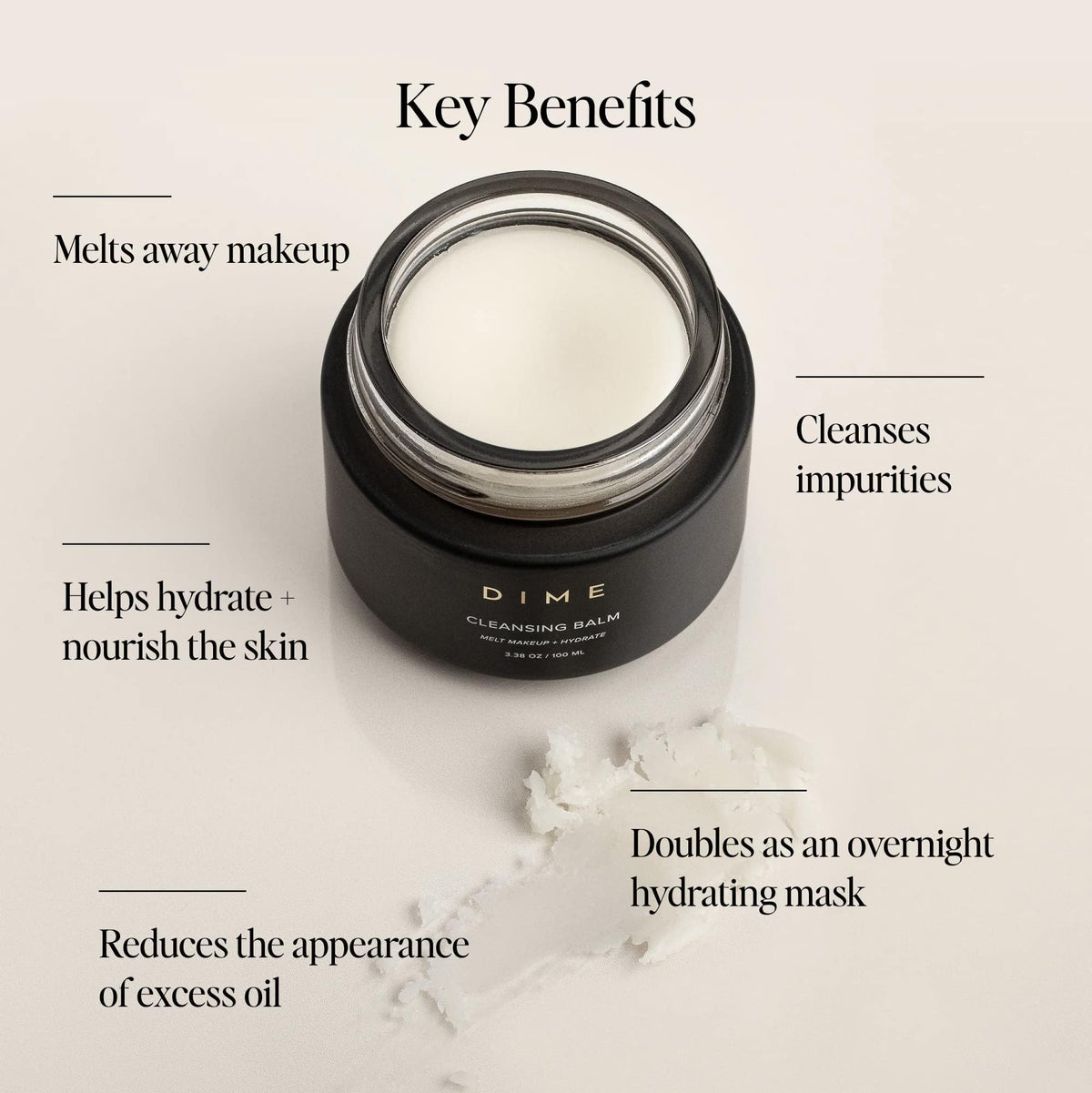 DIME Beauty Cleansing Balm melts makeup on skin for a clean base