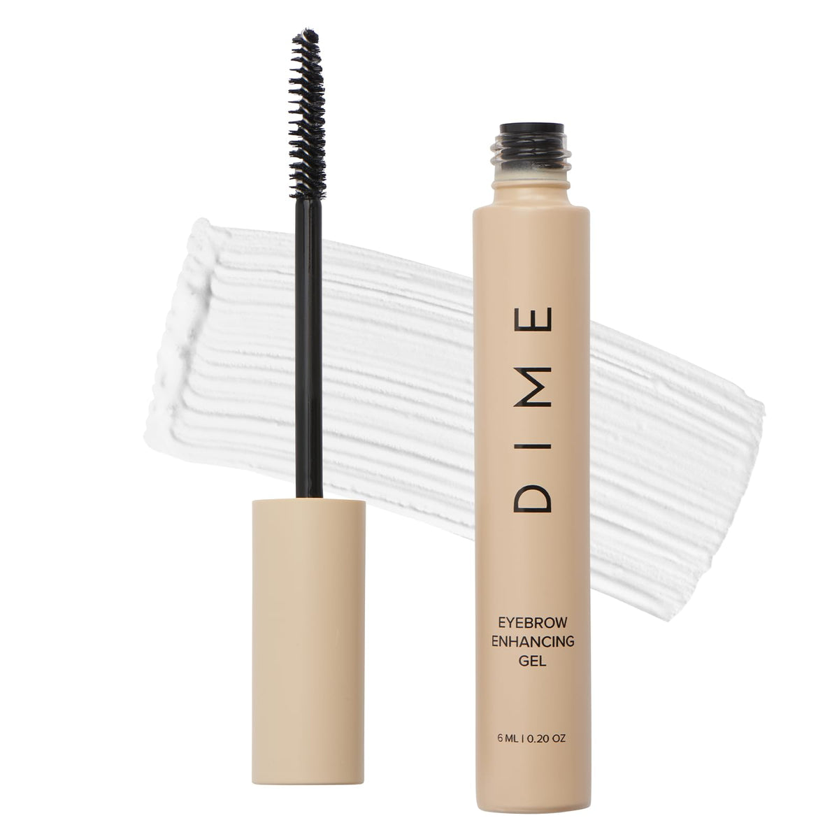 DIME Beauty Eyebrow Enhancing Gel bottle on display for fuller, thicker brows.