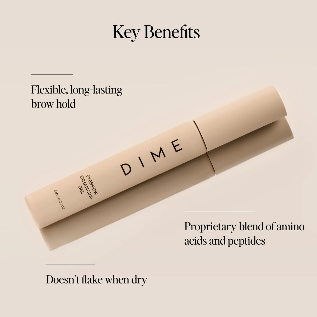DIME Beauty Eyebrow Gel brush applying for natural, flexible hold.