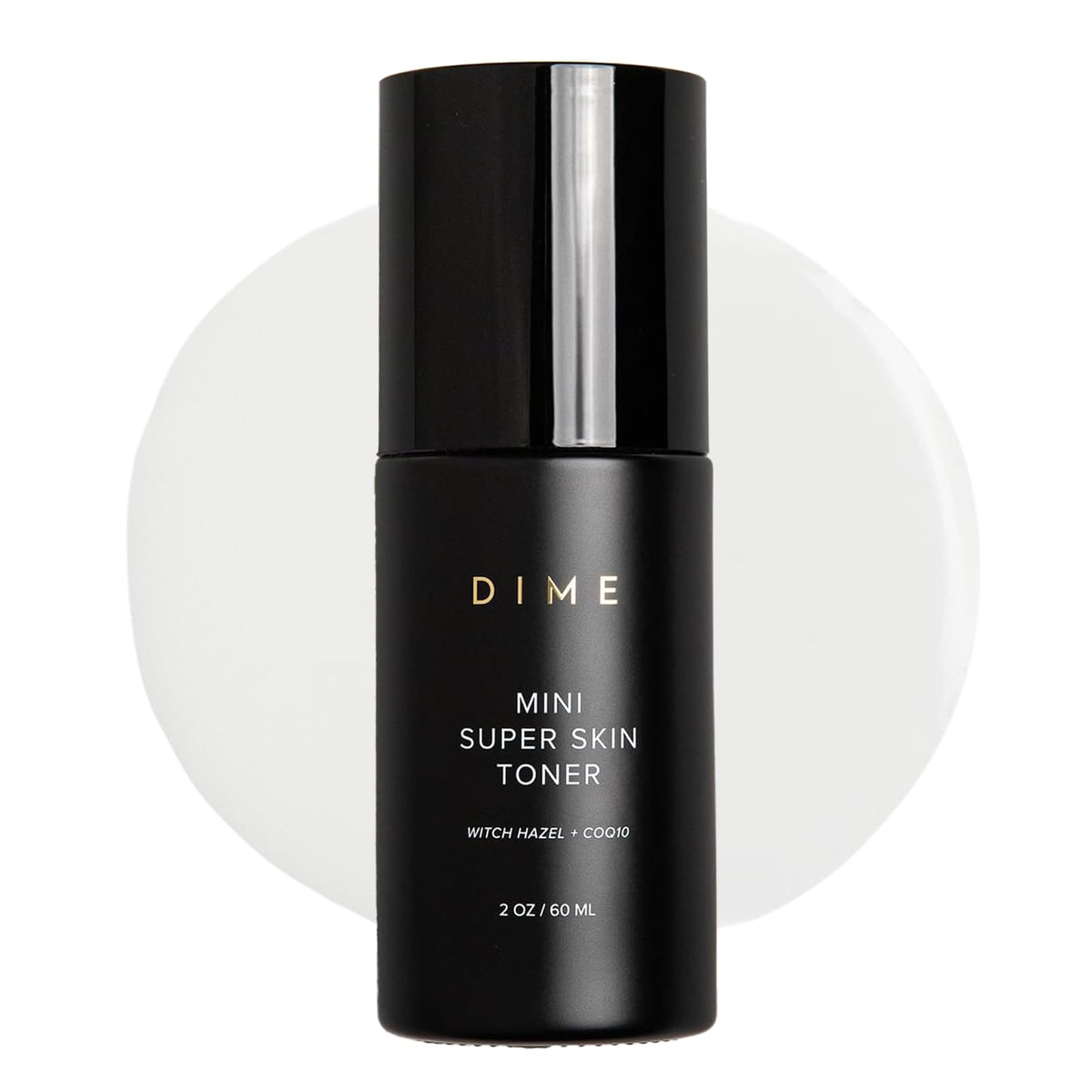 DIME Beauty Mini Super Skin Toner bottle close-up highlighting the alcohol-free formula for daily care.