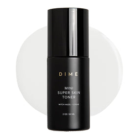 DIME Beauty Mini Super Skin Toner bottle close-up highlighting the alcohol-free formula for daily care.