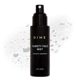 DIME Thirsty Face Mist bottle-front view shows hydration and glow