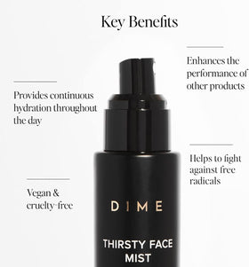 DIME Thirsty Face Mist sea moss infusion close-up shows nourishing oils