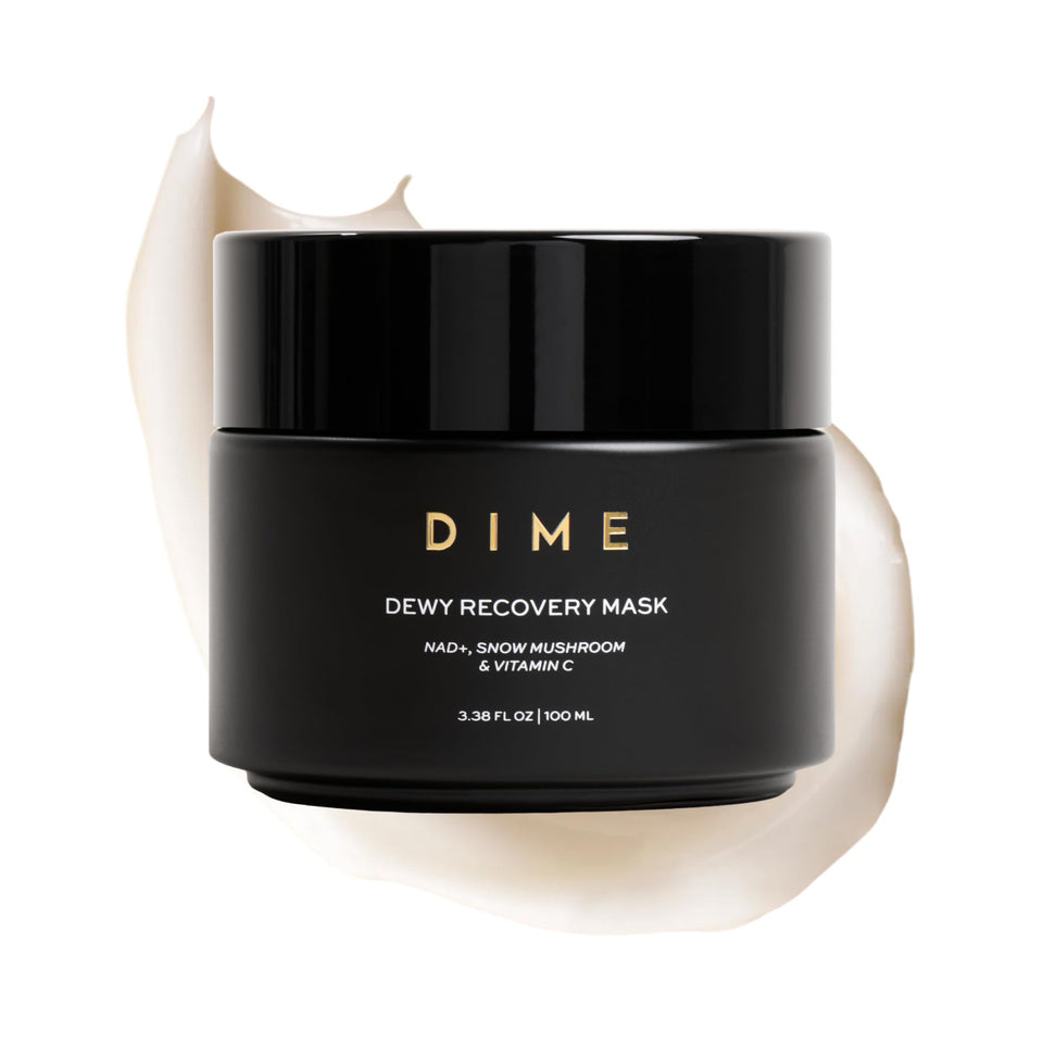 DIME Dewy Recovery Mask packaging close-up showing overnight hydration potential.