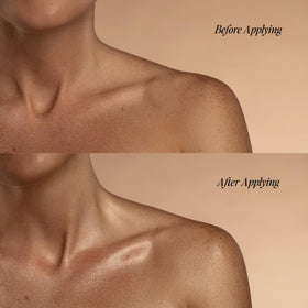 DIME Glaze Body Oil applied on skin delivers light hydration without greasiness.