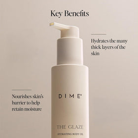 DIME Glaze Body Oil after-shave use soothes leg irritation.