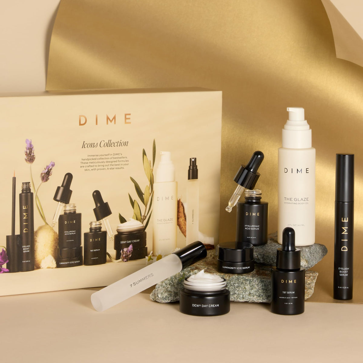DIME Hyaluronic Acid Serum bottle for moisture attraction