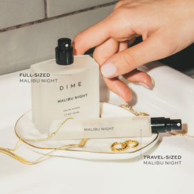DIME Malibu Night heart-notes include rose and jasmine, adding depth.