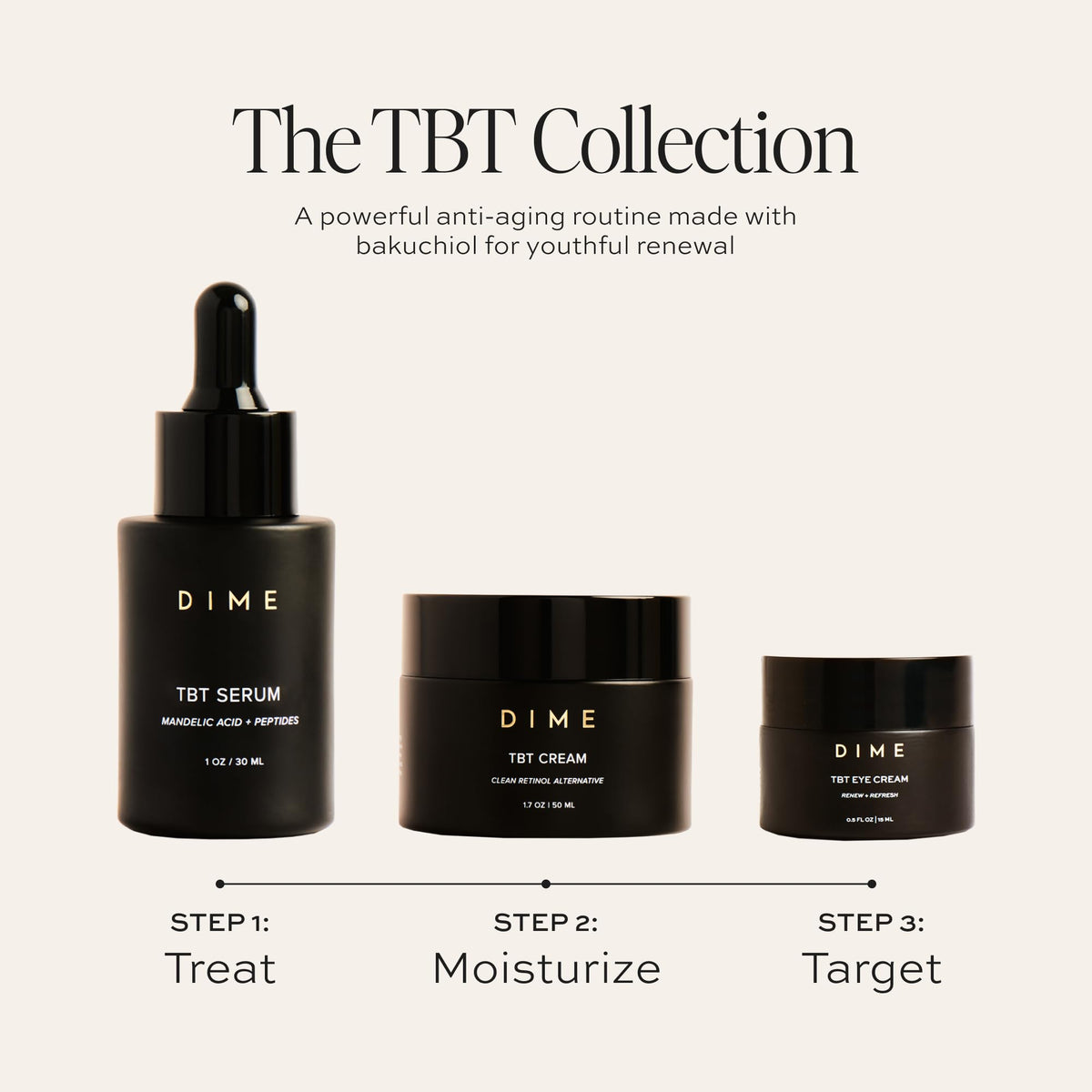 DIME TBT Eye Cream in a daily skincare routine setting