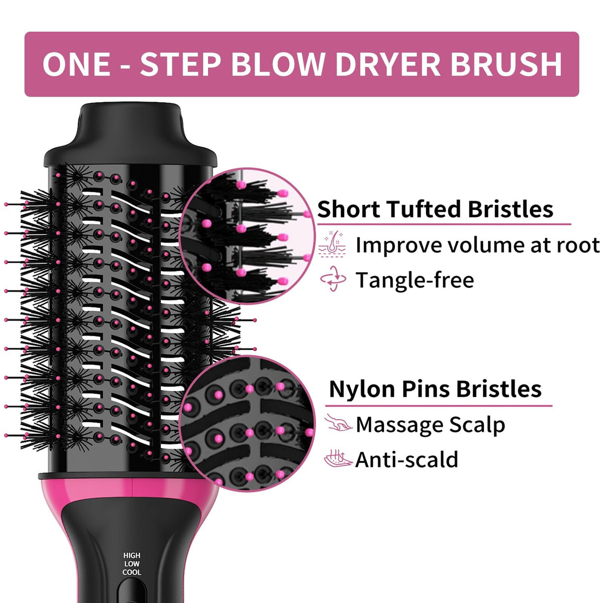 Dimecano Dual Voltage brush 360 airflow smooths hair