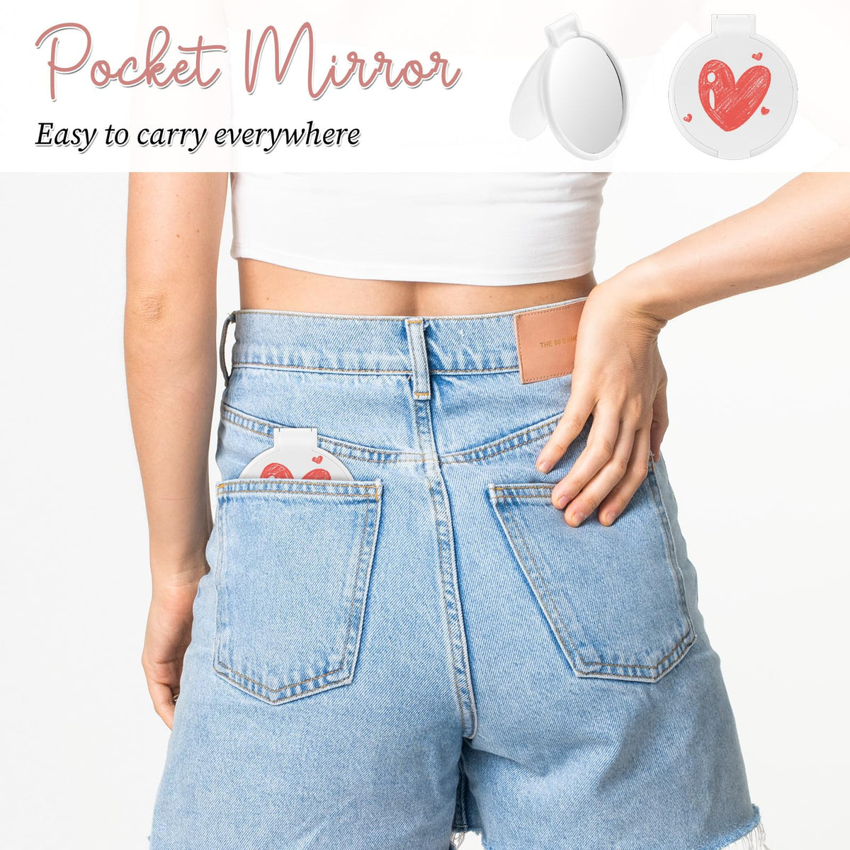 Dimeho portable pocket mirror fits in a purse for on-the-go grooming.
