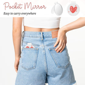 Dimeho portable pocket mirror fits in a purse for on-the-go grooming.