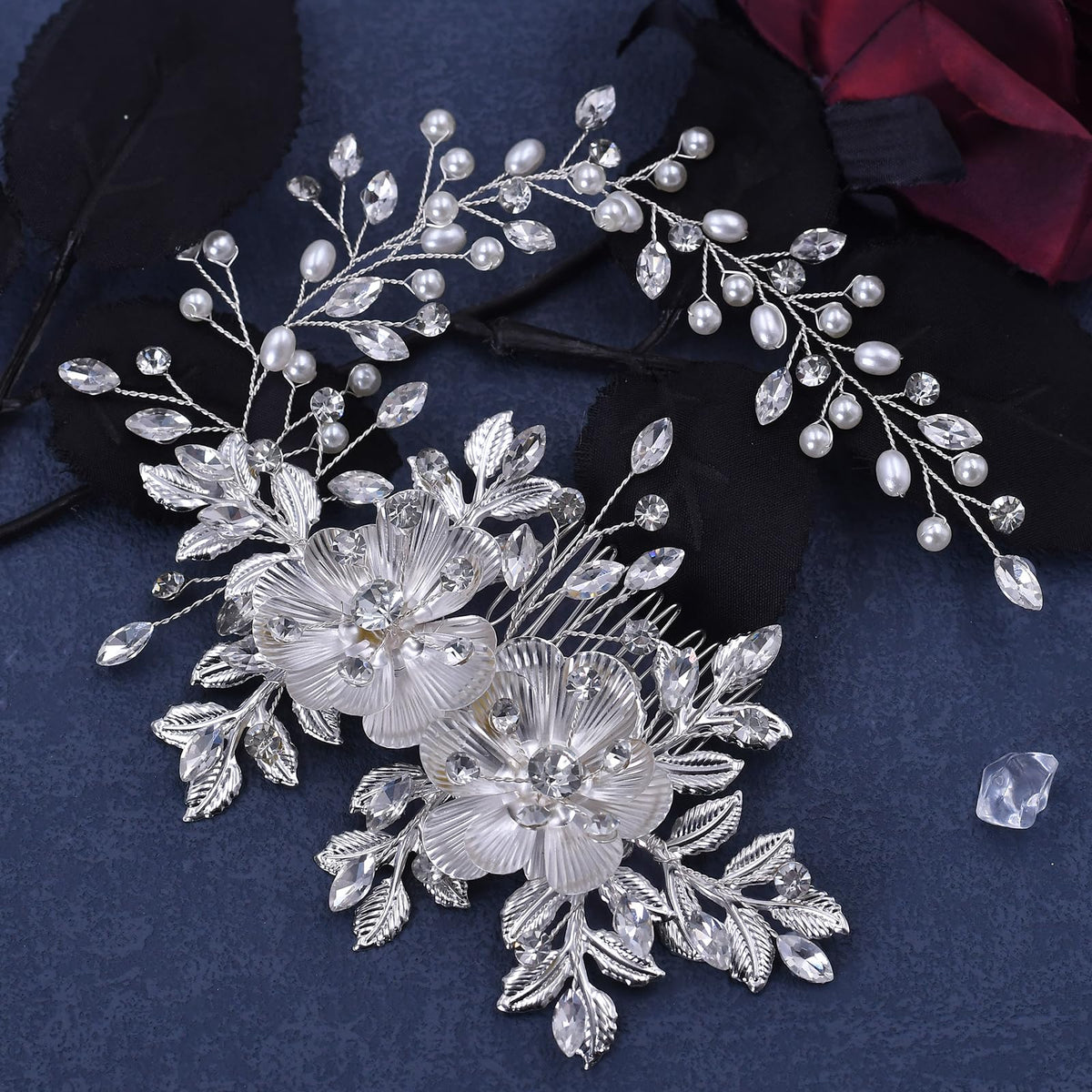 Dimnie bridal headwear full diamond look boosts bridal glamour throughout ceremony.