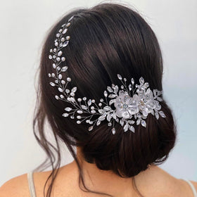 Dimnie bridal headwear metal alloy detail for durable, luxe appearance.