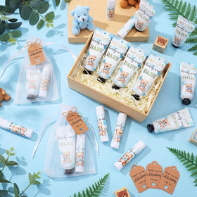 Dimsile bear blue lip balm, compact moisture for daily use.