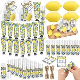 Dimsile Capri lemon hand cream set displayed for baby shower favors.