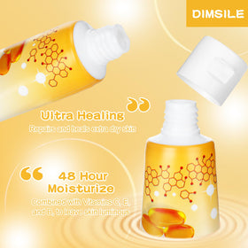 Dimsile hotel-room usage context with compact lotion for dry areas.