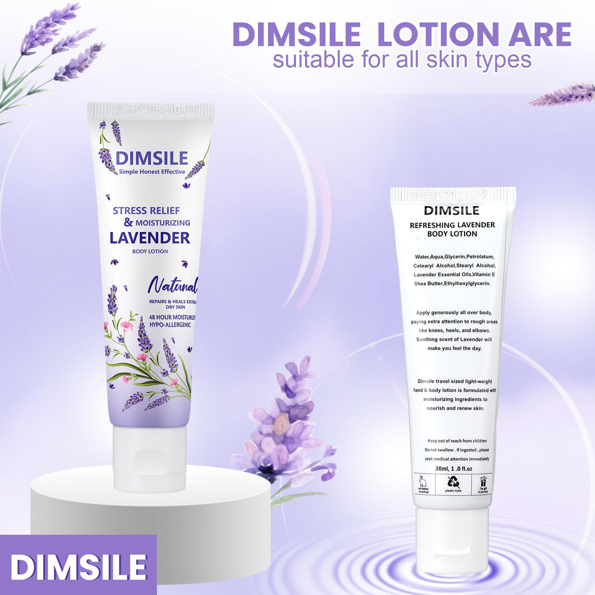 Dimsile office and gym use-friendly lotion supports dry skin care